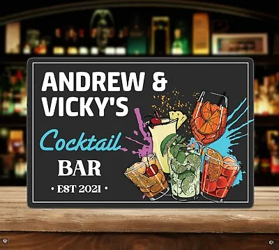 Personalised Home Cocktail Bar Sign Shed Man Cave Back Yard Bar Pub Sign • £7.95