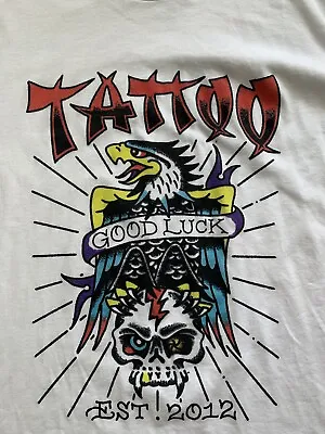 Good Luck Tattoo Shop White Shirt Brand New XL Ed Hardy Picture Machine Flash • $48.26