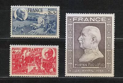 France 1944 MNH Mi 619-621 Sc B175-B177 Marshal. Philippe Pétain ** • $4.80