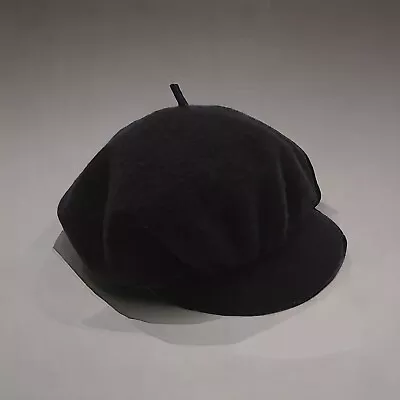 Vintage Betmar 100% Wool Black Brimmed Beret Cap Hat Head Cover One Size • $15.99