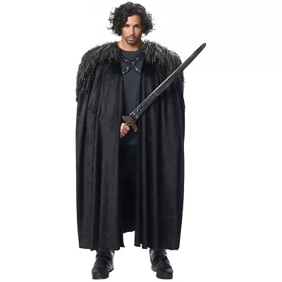 Jon Snow Costume Adult Black Cloak Medieval Fancy Dress • $37.58