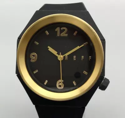 Neff Stripe Watch Men 41mm Black Gold Tone Dial New Battery • $25.49