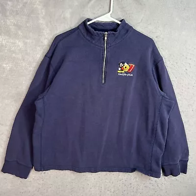 Vintage Walt Disney World Mickey Mouse 1/4 Zip Sweatshirt Adult Large Blue Mens • $19.99