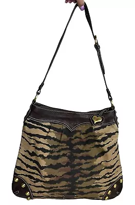 Moschino Cheap & Chic Studded Animal Print Shoulder Bag Y2K Zebra Brown • $39.99