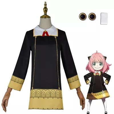 Anime SPY FAMILY Anya Forger Cosplay Costume Girls Long Sleeve Dress Wig Outfits • $28.99