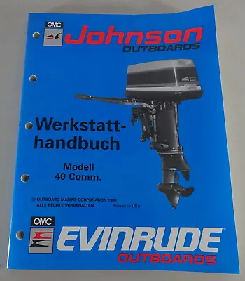 Shop Manual Johnson / Evinrude Boat Engines Model 40 Comm. 1989 Stand • $106.34