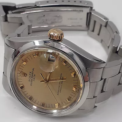 Rolex Date 34 Mm Steel Oyster Champagne Dial Automatic Watch 1500 Circa 1970 • $3390