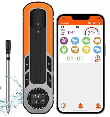 500FT Wireless Smart Meat Thermometer Bluetooth W/ APP Oven Smoker Sous Vide • $39.99