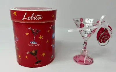 Lolita Love My Martini Mini-Tini “Pink Ribbon” Hand Painted Glass Ornament • $12.50