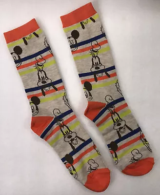 Disney Store Mickey Mouse & Friends W/ Orange Trim Crew Socks Men Size 6-12 NEW • $10.95