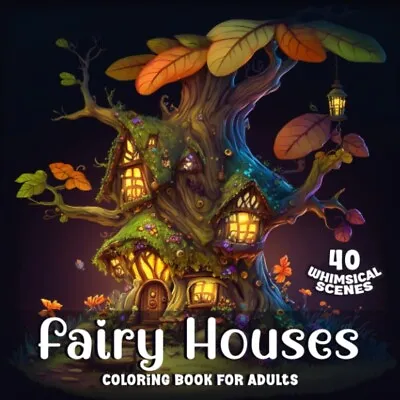 Fairy Houses Coloring Book For Adults Fantasy Fairy Homes For Relaxation And ... • £8.65