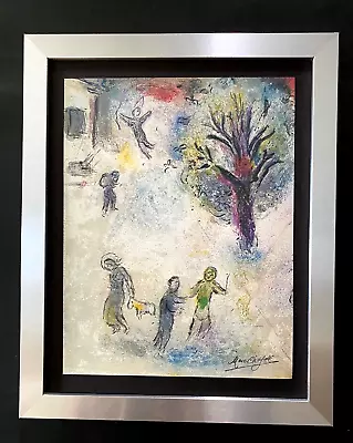 Marc Chagall + 1977 Beautiful Signed  Vintage Print New Frame + Coa +buy It Now! • $149