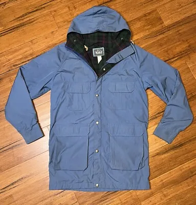 Vintage Mens WOOLRICH Wool Lined Blue Parka Jacket Medium • $9.99