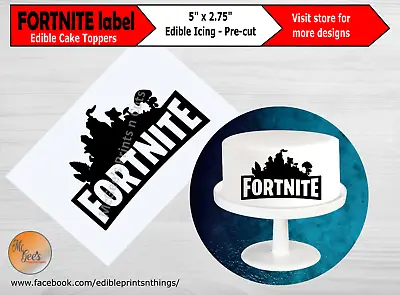 Fortnite Label Pre Cut Printed Edible Cake Topper Decoration Birthday Party • £3.95