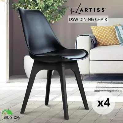 Artiss Dining Chairs Set Of 4 Replica Chair Retro Eiffel DSW Cafe Black • $155.80