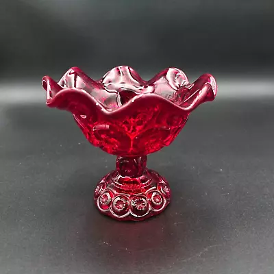 Red L.E. Smith Moon And Stars Pedestal Compote Candy Dish 5 In Tall • $24.97