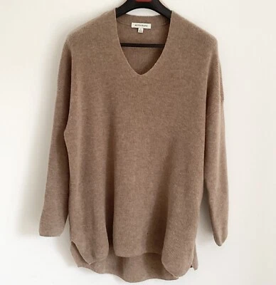 £6 • Buy M&S Autograph Jumper L Wool-cashmere Brown Relaxed Knit V Neck *damaged- Holes