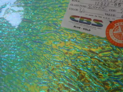 Dichroic Glass:CBS 90 COE Blue/Gold On Granite  Clear - 3 Sq • $11.95