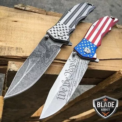MTech USA American FLAG Spring Open Assisted Folding POCKET KNIFE ARMY PATRIOTIC • $15.15