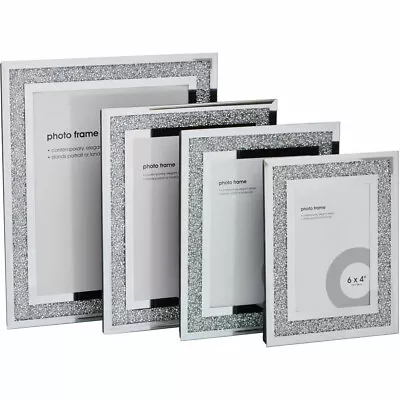 £16.95 • Buy Crushed Diamond Crystal Effect Sparkly Gem Mirror Glass Diamante Photo Frame New