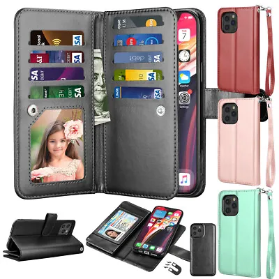 For IPhone 15 14 13 12 11 Pro Max XR 7 8 Magneti Leather Wallet Phone Case Cover • $10.58