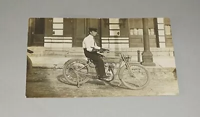 Original Early 1900s Harley-davidson Motorcycle Real Photo Postcard Rppc (inv41) • $23.16