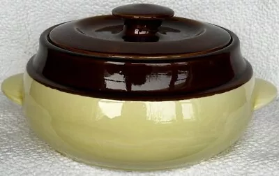 Vintage USA 2 1/4 Quart Ovenware BP 59 Bean Pot Nice Yellow & Brown Color VGUC • $49.10