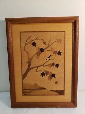 HUDSON RIVER INLAY By Nelson Tree Limb Bird- Wooden Marquetry Picture 10 X 13  • $74.99