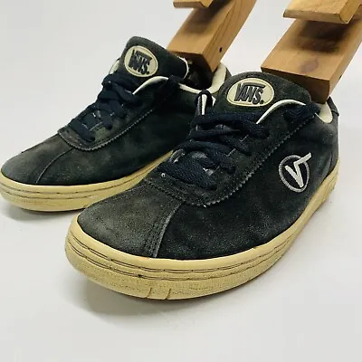 Vintage 90s Y2K Vans Skateboard Suede Fat Tongue Shoes - Black Size 5.5 • $56