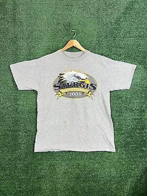 Vintage 2003 Sturgis Black Hills Rally T Shirt Men’s Large Gray Flames Eagle Y2K • $14.99