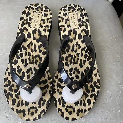 Kate Spade New York Milli Leopard Wedge Flip Flops Thongs Sandals Size US 8 NWOB • £28.49