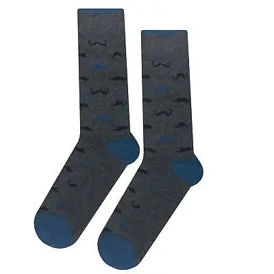 NWT Sly Mustache Dress Socks Novelty Men 8-12 Dark Gray Crazy Fun Sockfly • $8.99