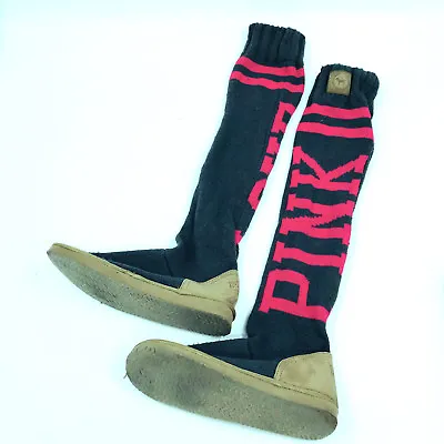 Victoria Secret Pink Gray Mukluk Tall Boots Womens Medium • $69.98