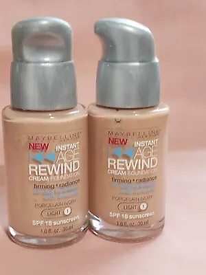 X2-Maybelline Instant  Age Rewind Cream Foundation Light 1 Firming + Radiance • $12.59