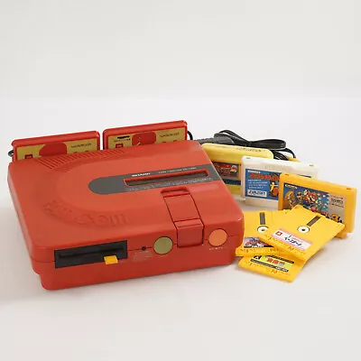 TWIN FAMICOM SHARP Console AN500-R Red Wz Games Tested System JAPAN 375060 • $190