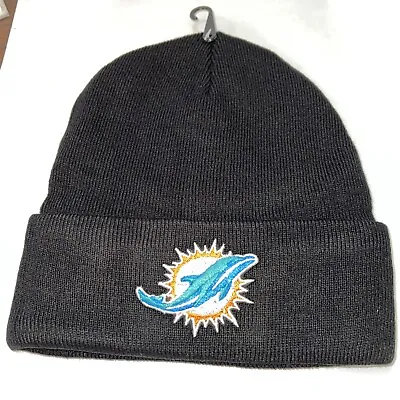 Miami Dolphins Black Cuffed Lined Winter Hat Cap Beanie  • $14.99