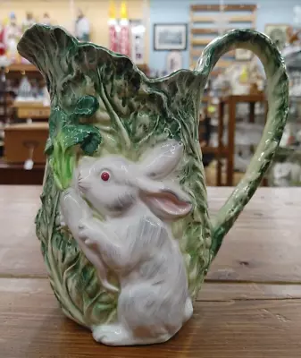 Vintage 1987 “Rabbit Patch”by Shafford 9” Ceramic Pitcher Easter Bunny Cabbage • $30