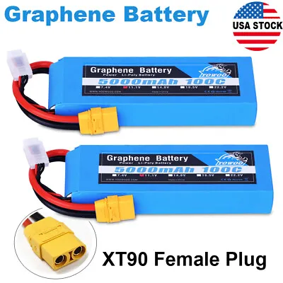 2x Yowoo 100C 3S 5000mAh XT90 11.1V Graphene Lipo Battery For RC Helicopter Car • $61.99