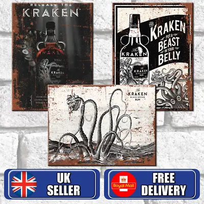 £3.95 • Buy KRAKEN RUM Metal Signs Vintage Retro Pub Bar Man Cave Wall Poster Tin Sign UK