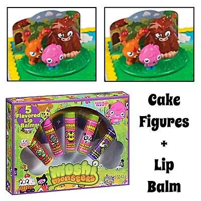 MOSHI MONSTERS PARTY ~ 2 Cake Topper Kits Poppet Furi Katsuma Figures + Lip Balm • $9.95