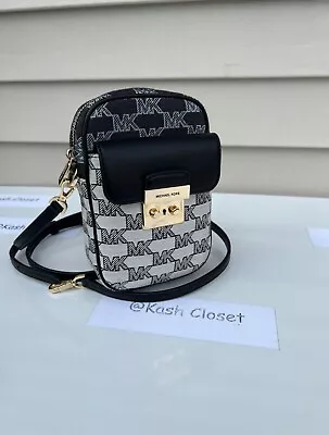 Michael Kors Sloan  Small Phone Crossbody TopZip Front Pocket Logo Jacquard • $119