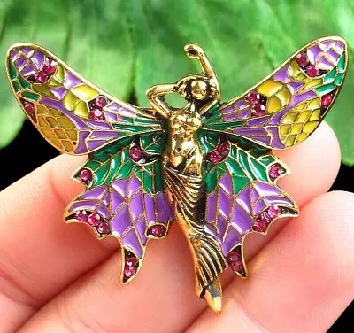 Monarch GODDESS Butterfly FAIRY Magic PIXIE Wings Purple Bronze Enamel Brooch • $12.99