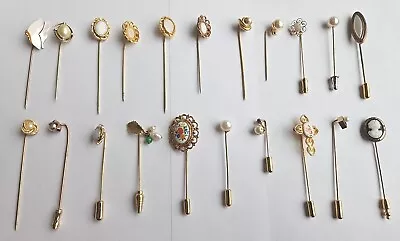 Lot Of 21 Vintage To Modern Stick Pins Gold Tone Nice Lot • $11.11