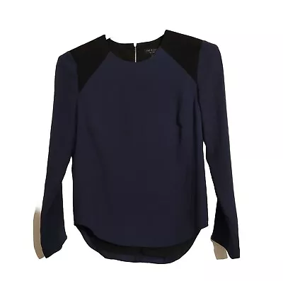 Rag & Bone Ladies Top Size M Blue Black Long Sleeve Shacket Style 1/4 Zip Back • £19.99