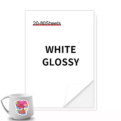 $19.99 • Buy Printable Vinyl Glossy Sticker Paper For Inkjet Printer Self-Adhesive  8.5 X11 