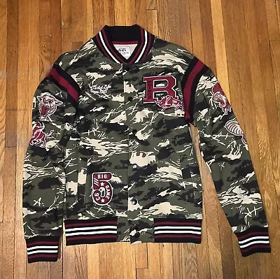 Ecko UNLTD Camo 'The Wild Life' Varsity ￼ Jacket Vintage Lion Snap Button SZ M • $48