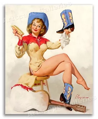  A Polished Performance  1964 Vintage Style Elvgren Western Pin-Up Poster 16x20 • $13.95