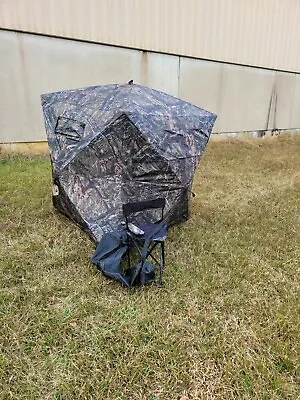 Sports Afield 180 Degree See Through Mossy Oak Camo Ground Blind W/ Chair  • $129.95