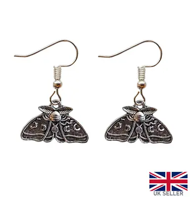 Small Moth Earrings Jewellery Death Butterfly Pendant Gothic Steampunk Earring • £3.99