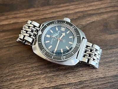 Custom Vostok 710059 Amphibian “Scuba Dude” Dive Watch With Sapphire Bezel • $285